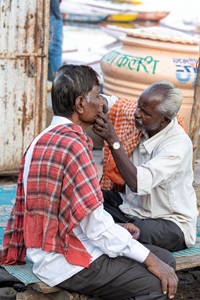 India-Varanasi--Man-Getting-Shave