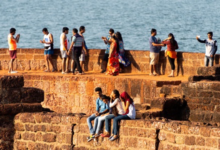 India-Goa-Fort-Aguada-Tourists