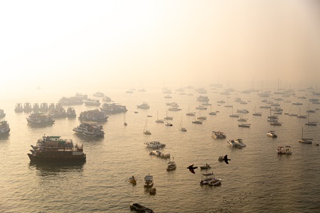 India-Mumbai-Boats-In-Fog