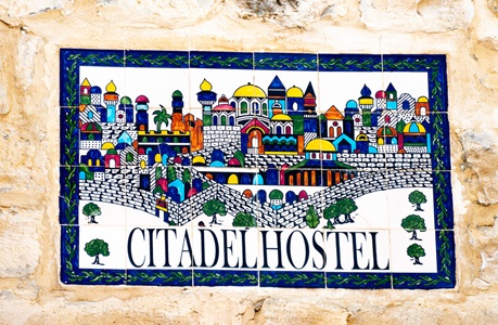 Israel-Jerusalem-Old-City-Citadel-Hostel-Sign